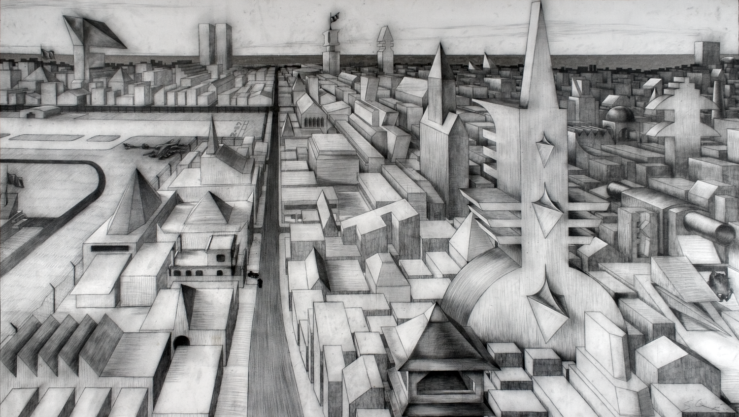Glexis Novoa, 76#29B06 Buena Vis ta (1993-1994)
Pencil on Canvas, 60x110 in.
Courtesy of Mosquera Collection, Miami, Florida